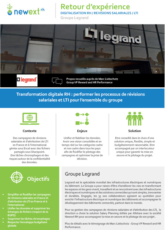 Témoignage Legrand : Performer les processus de révisions salariales et LTI pour l’ensemble du groupe