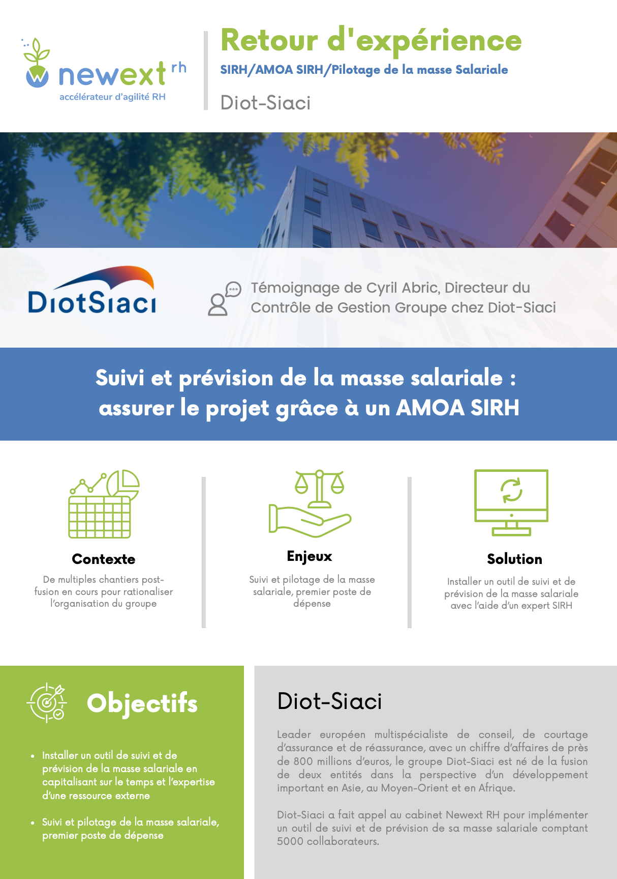 Témoignage Diot-Siaci -  Suivi et prévision de la masse salariale :  assurer le projet grâce à un AMOA SIRH